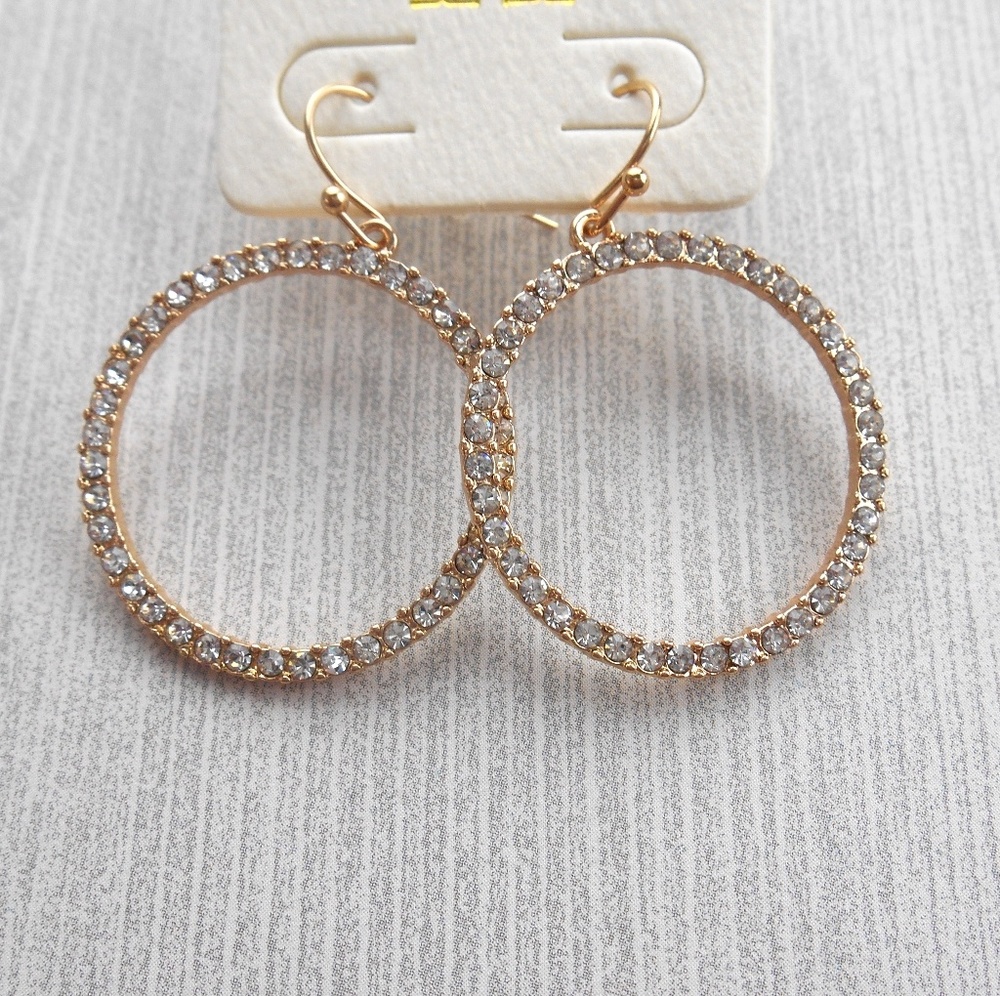 New Circle Rhinestone Earrings - Picture 4 of 5